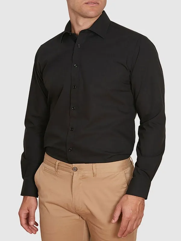 Long Sleeve 4 Way Stretch Shirt - Black | White