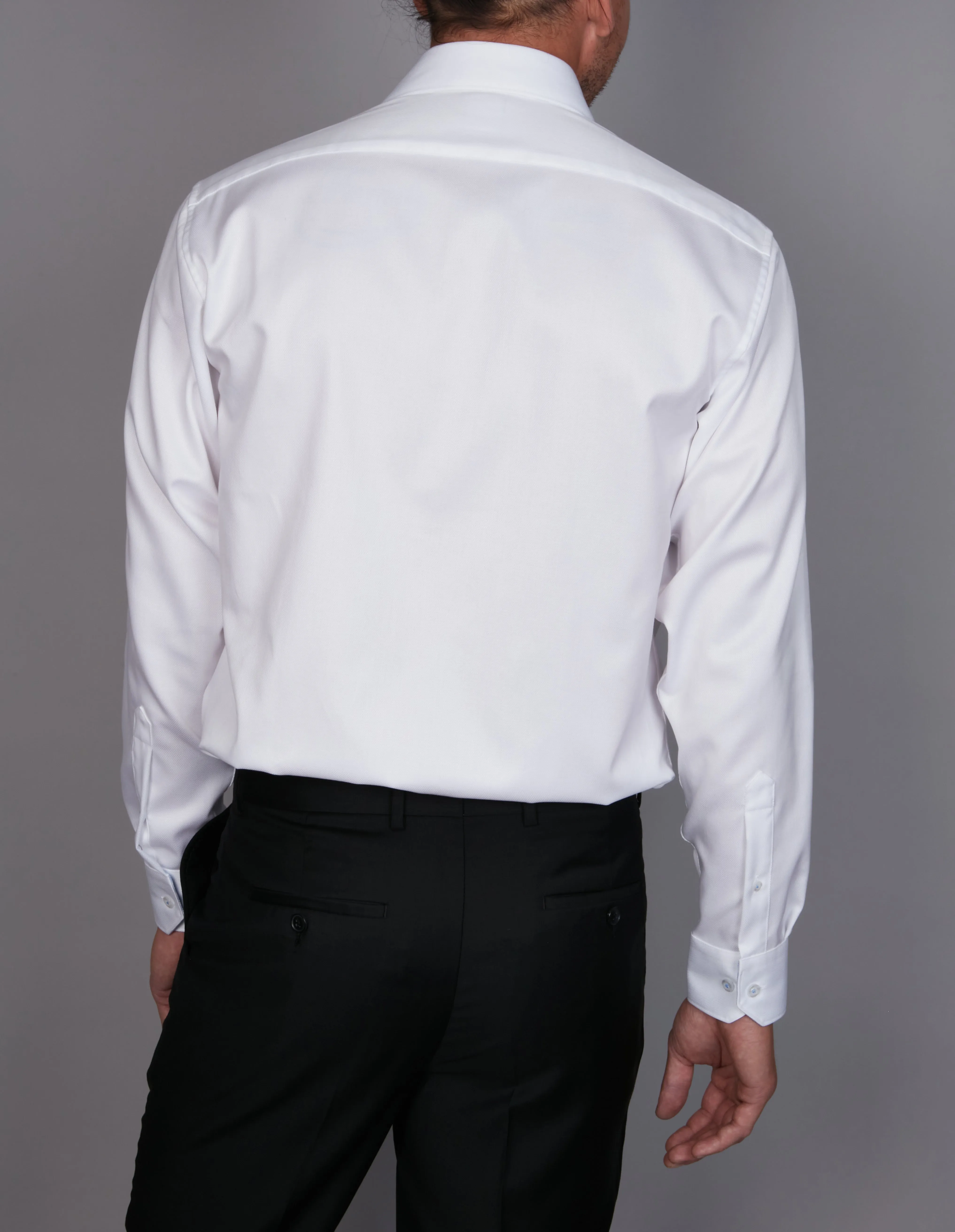 Long Sleeve Business Shirt - Textured - White