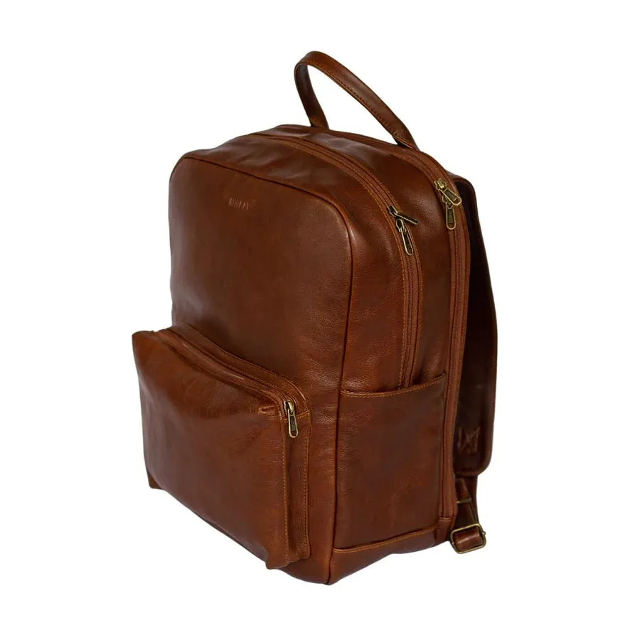 Mally Hunter Leather Laptop Backpack | Brown