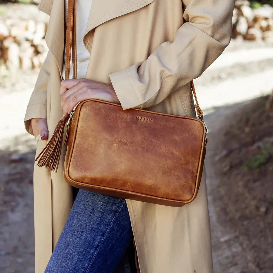 Mally Suzie Leather Sling Bag | Toffee