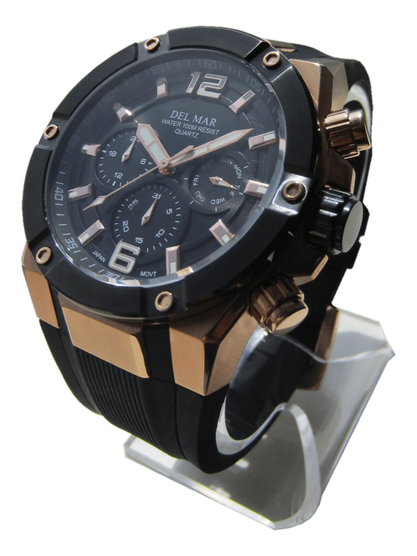 Men's Black Dial, Bronze Trim Multi-function Watch - #50396