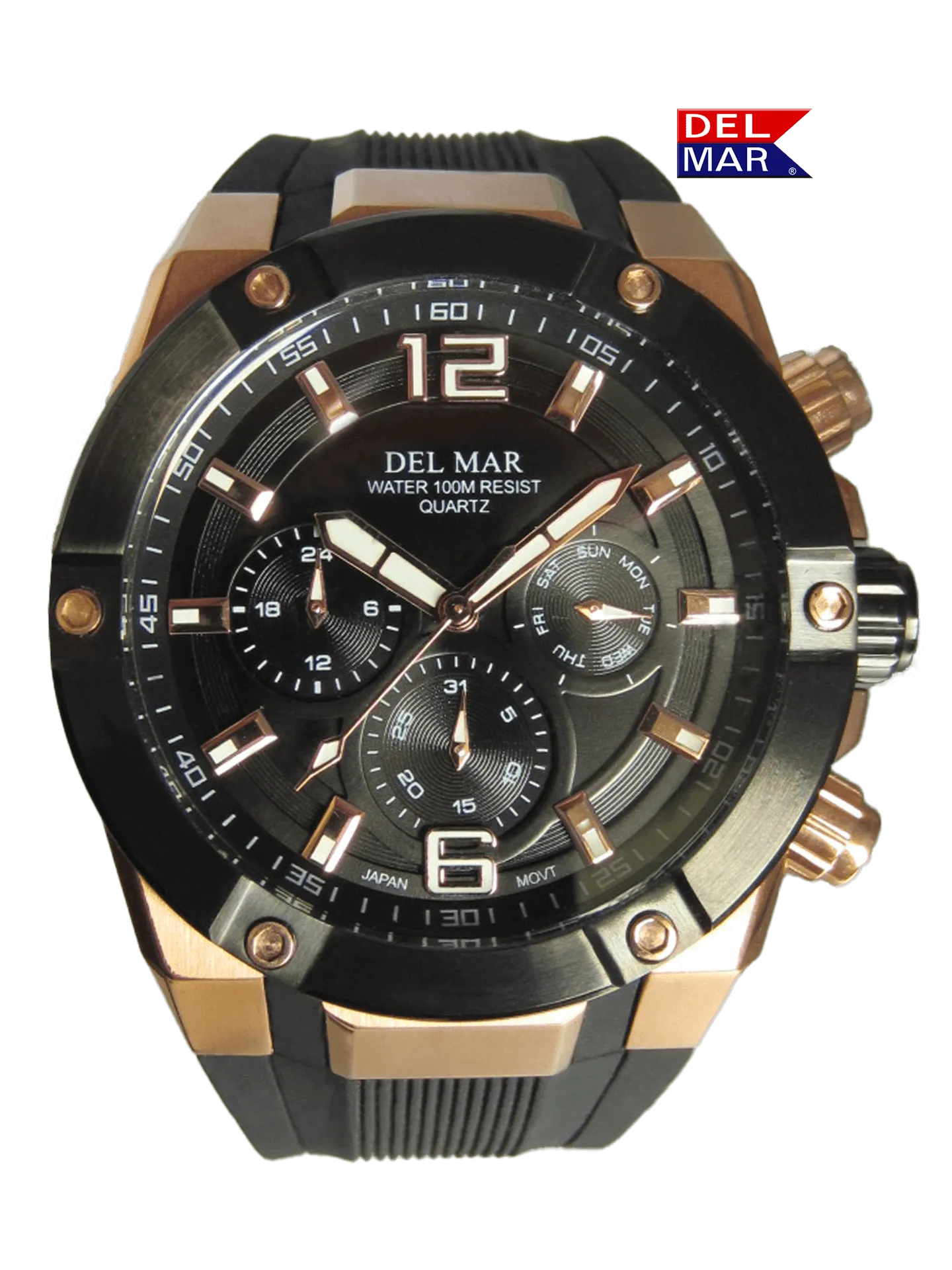 Men's Black Dial, Bronze Trim Multi-function Watch - #50396