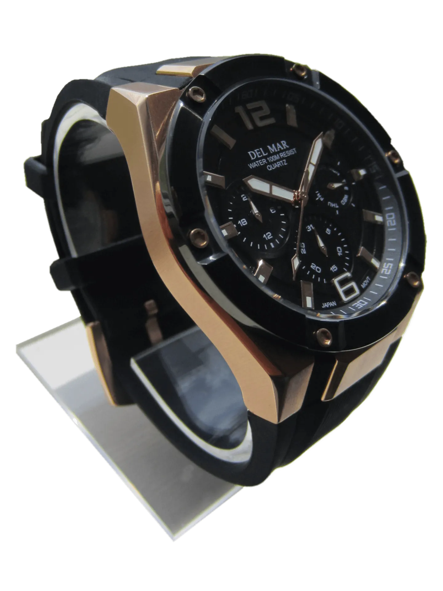 Men's Black Dial, Bronze Trim Multi-function Watch - #50396