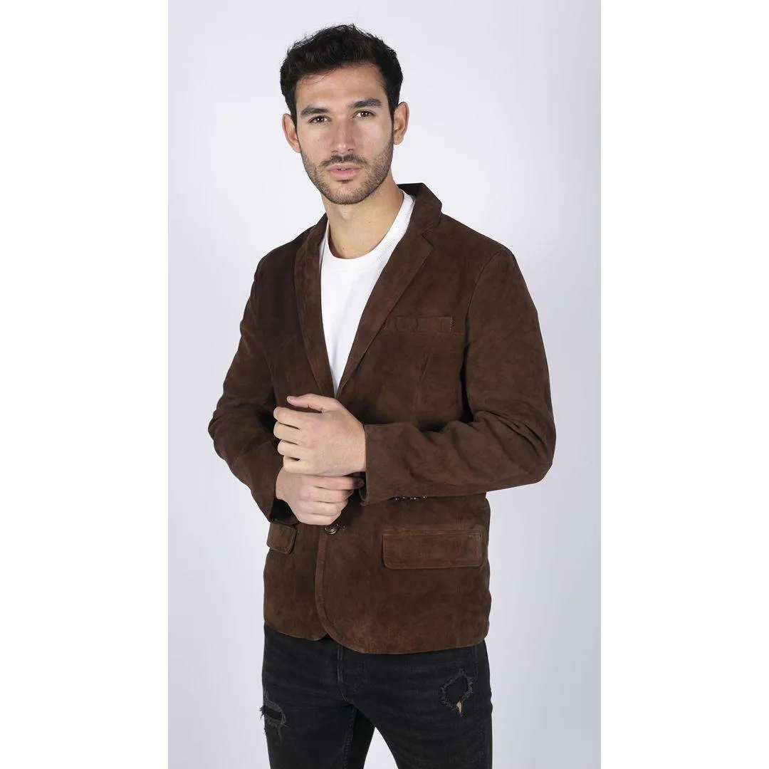 Mens Genuine Suede Blazer Style Jacket Leather Mens Classic VIntage Smart Casual