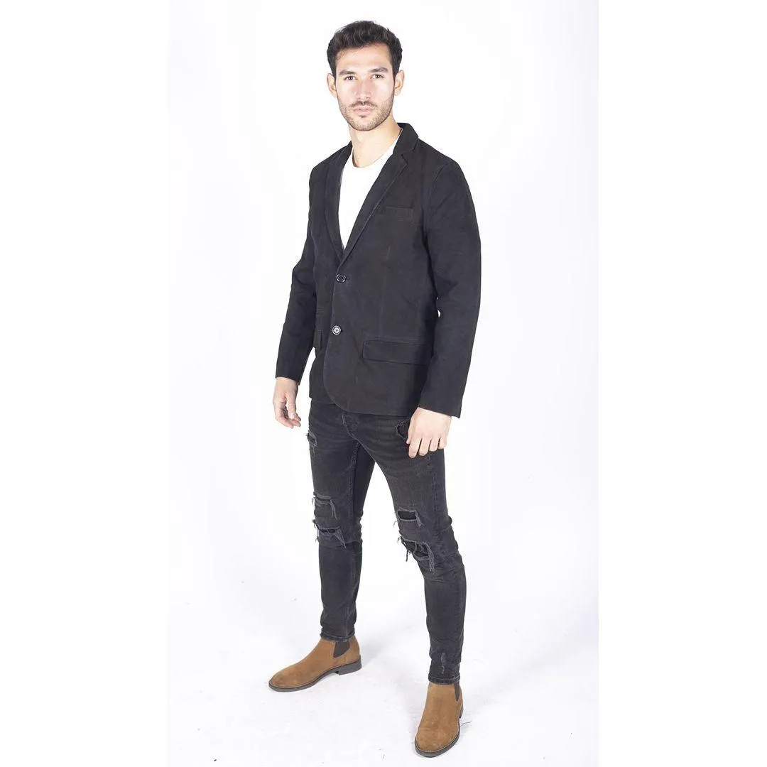 Mens Genuine Suede Blazer Style Jacket Leather Mens Classic VIntage Smart Casual