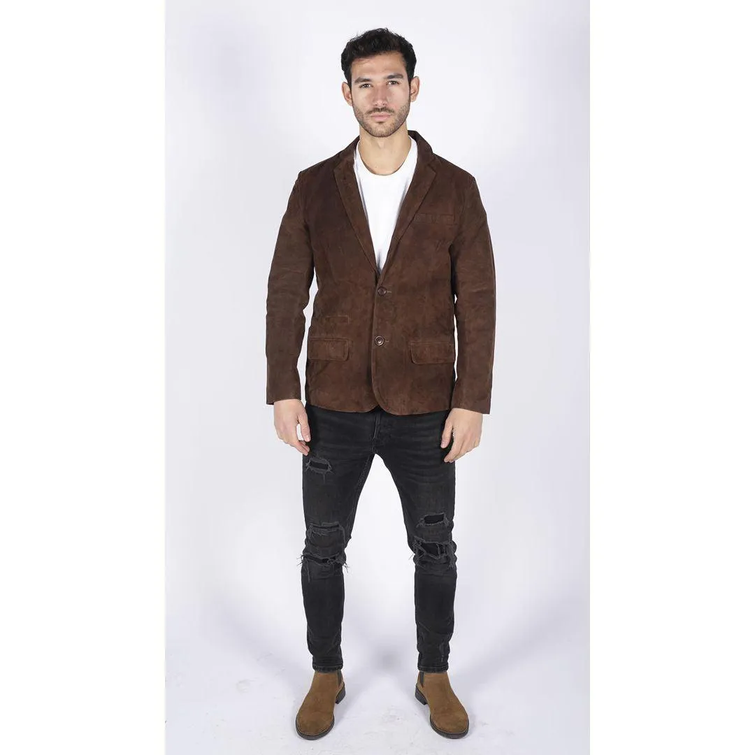 Mens Genuine Suede Blazer Style Jacket Leather Mens Classic VIntage Smart Casual