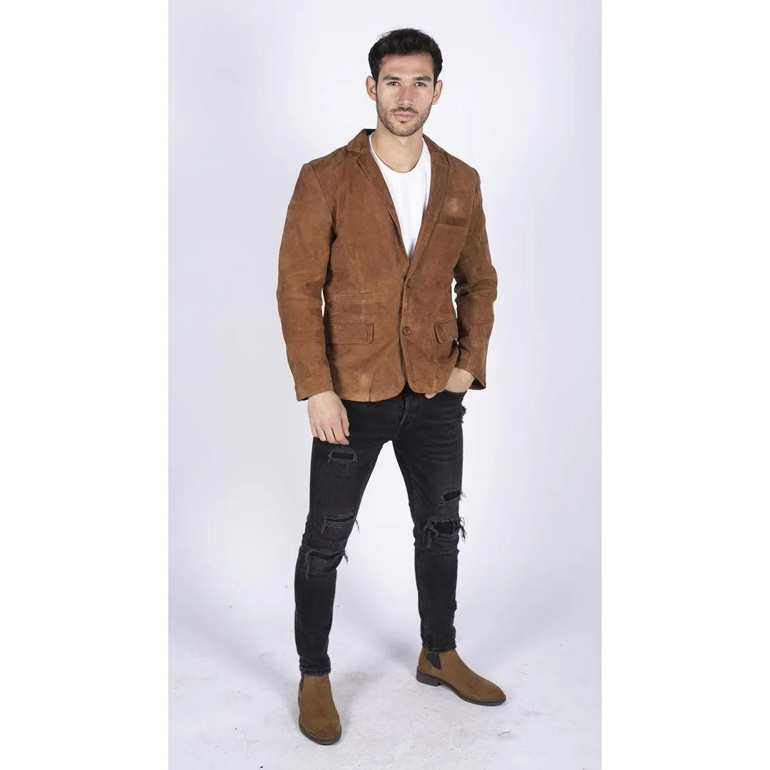 Mens Genuine Suede Blazer Style Jacket Leather Mens Classic VIntage Smart Casual