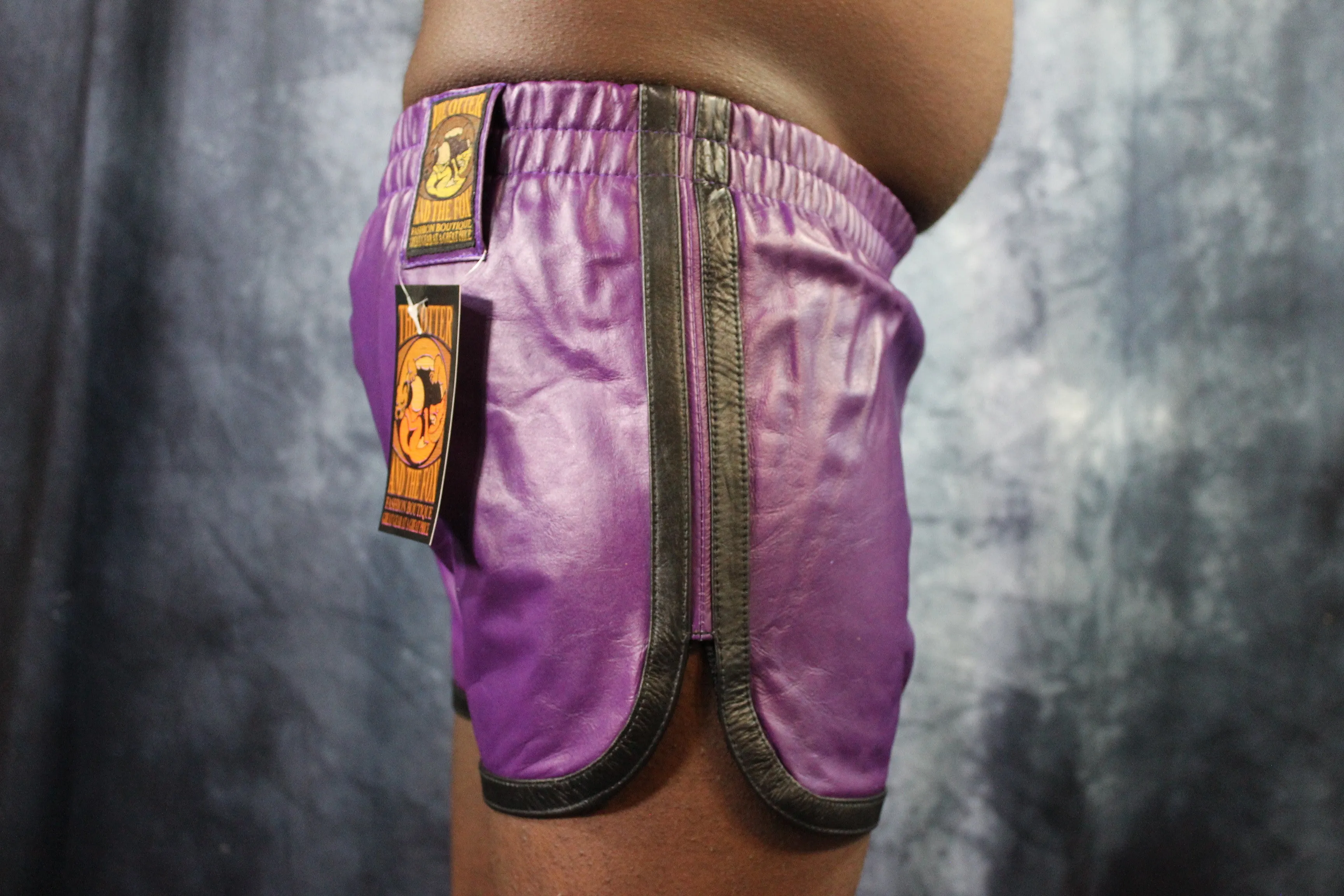 OnF Booty Shorts in Purple with Black