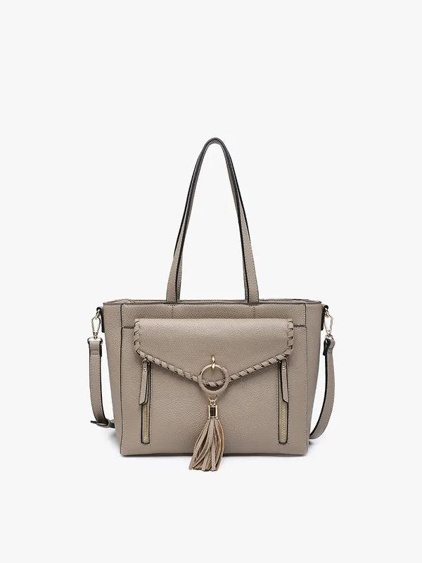 Phoebe Whipstitch Pocket Tote - Taupe