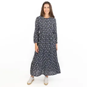 Seasalt Navy Leaves Charbon Midi Dress