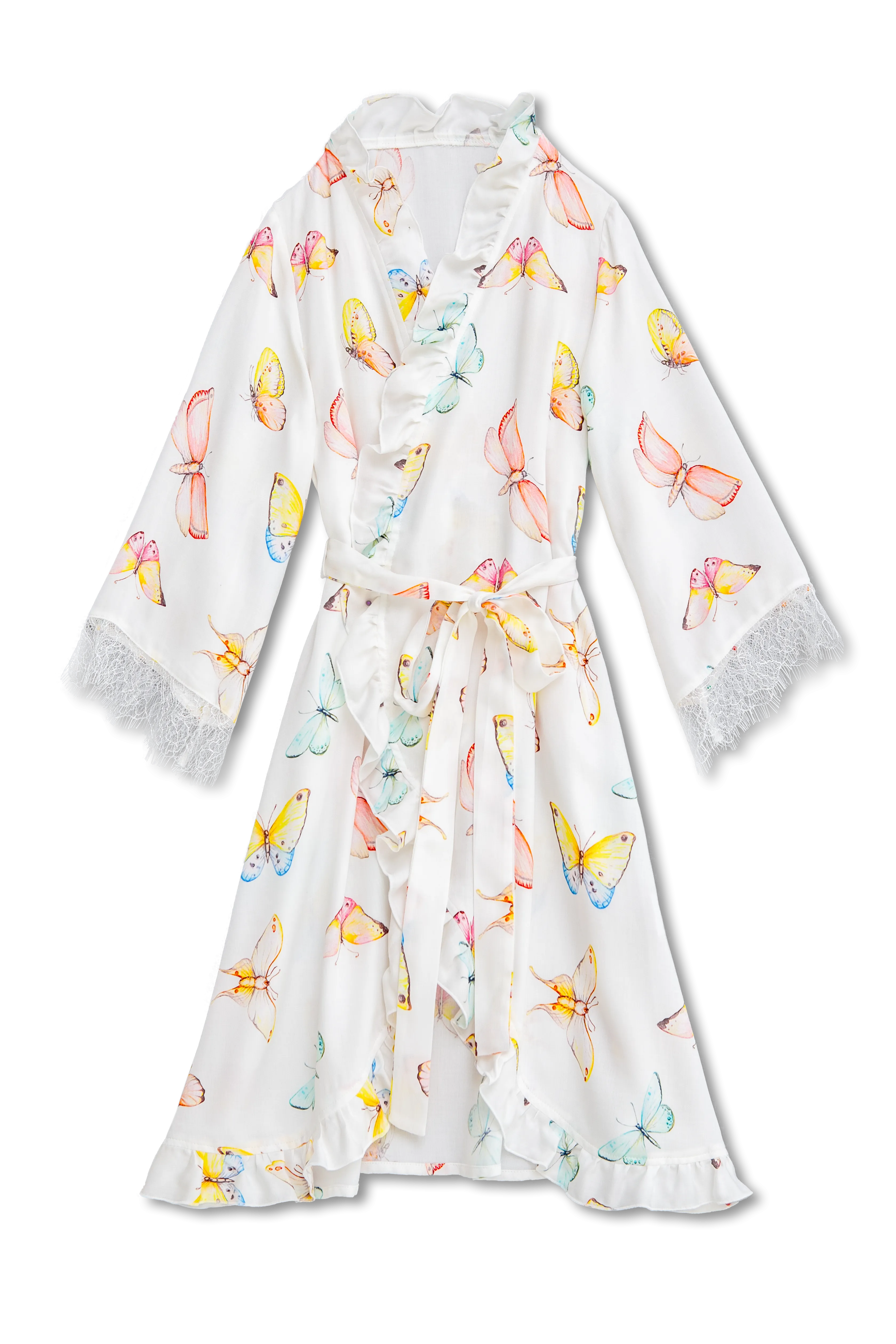 SOFIA - CHILDREN’S DRESSING GOWN WHITE BUTTERFLIES