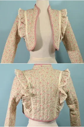 SOLD Vintage Girls Gunne Sax Quilted Jacket, Calico Prairie Jacket, Jeunes Filles SZ 8