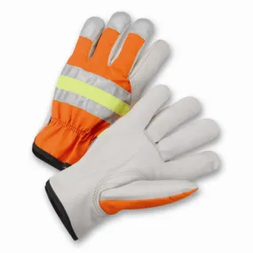 West Chester Hvo990k Leather Hi-Viz Driver Driver Glove, Dozen (12 pairs)